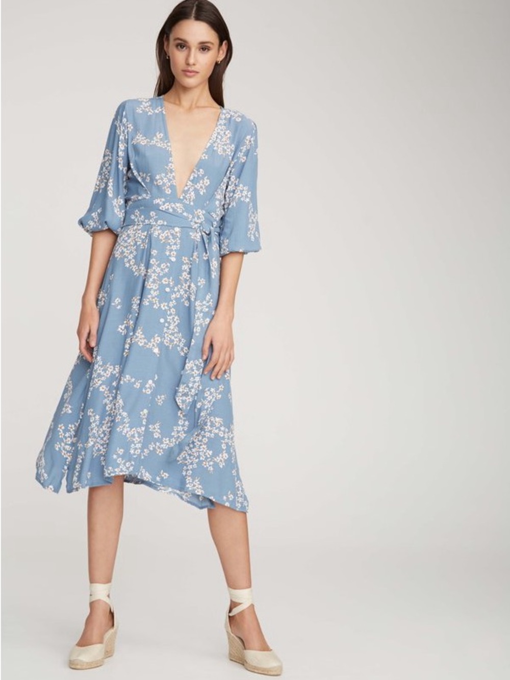 Faithfull The Brand Chloe Midi Dress in Cornflower